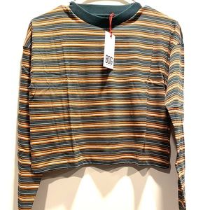 BDG Long Sleeve Stripped Crop Top - XS